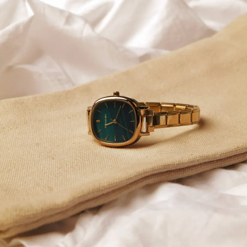 גרסת מחוג ירוקה בזהב ,Capri watch
