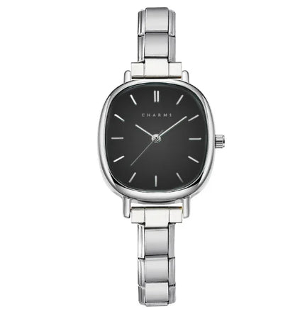 גרסת מחוג שחורה בכסף ,Capri watch
