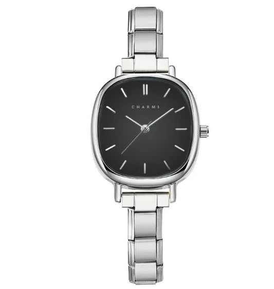 גרסת מחוג שחורה בכסף ,Capri watch