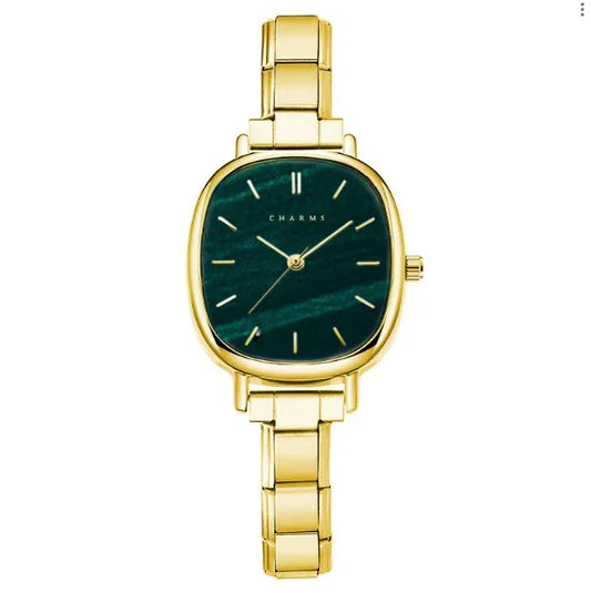 גרסת מחוג ירוקה בזהב ,Capri watch
